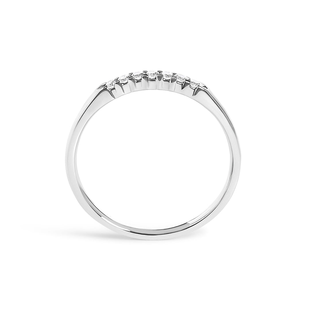 14K White Gold 1/10 Cttw Diamond 7 Stone Band Ring