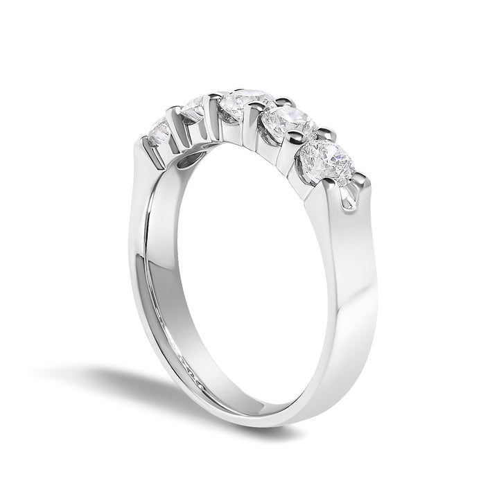 14K White Gold 1.00 Cttw Diamond 5 Stone Band Ring