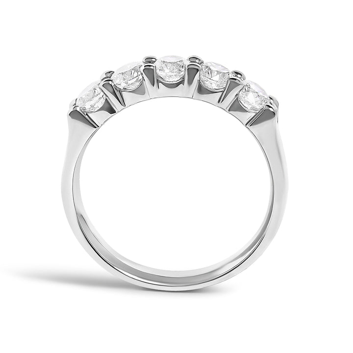 14K White Gold 1.00 Cttw Diamond 5 Stone Band Ring