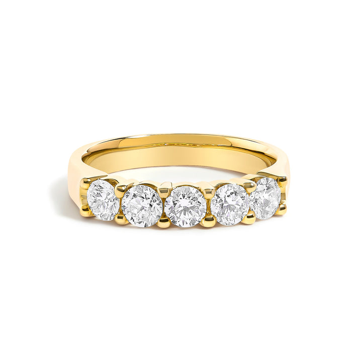 14K White Gold 1.00 Cttw Diamond 5 Stone Band Ring