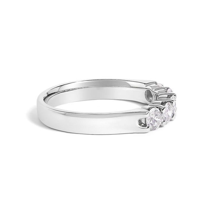 14K White Gold 3/4 Cttw Diamond 5 Stone Band Ring