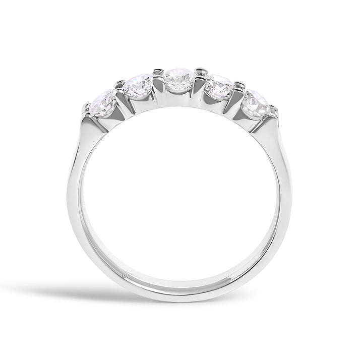 14K White Gold 3/4 Cttw Diamond 5 Stone Band Ring