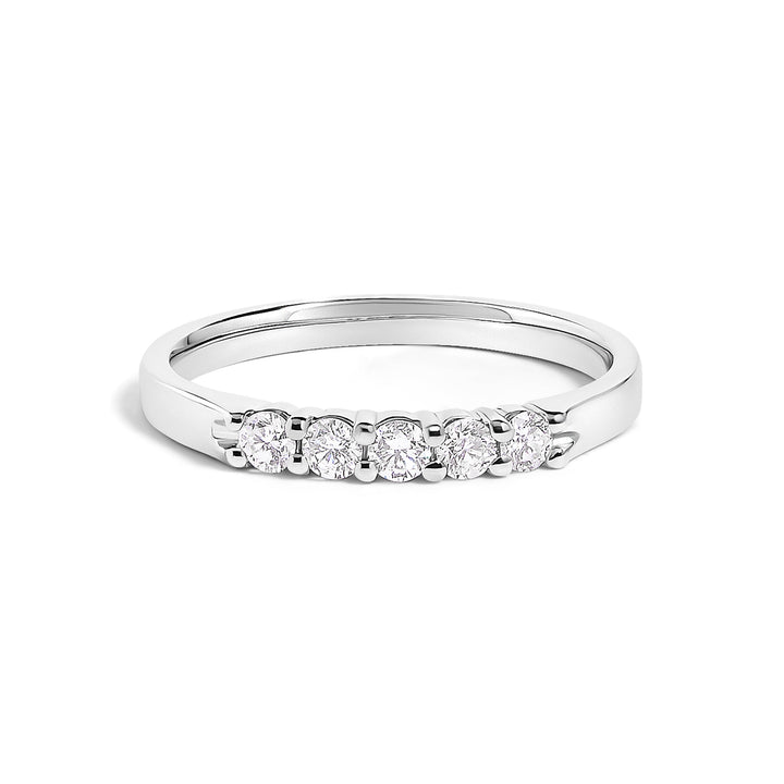 14K White Gold 1/4 Cttw  Diamond 5 Stone Band Ring
