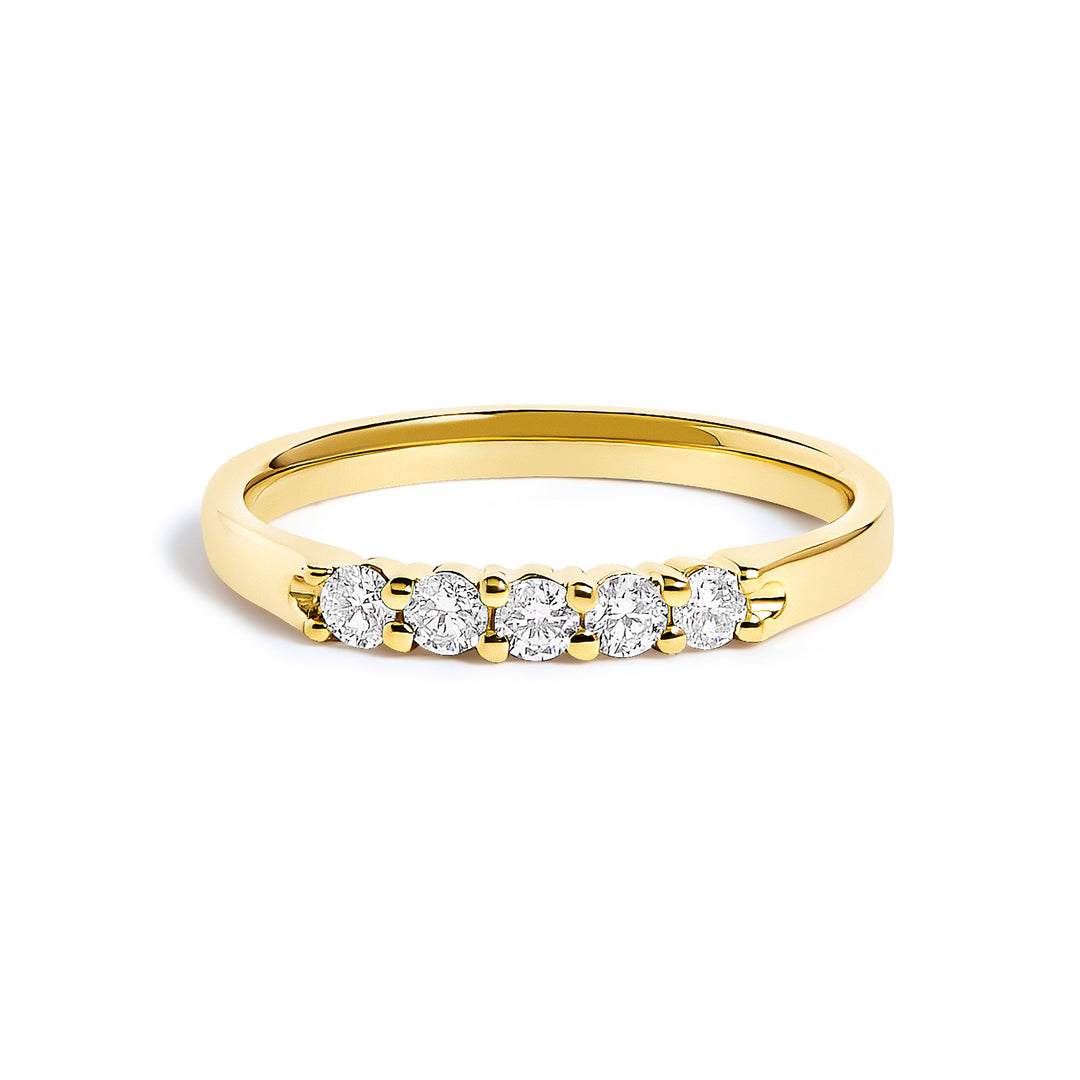 14K White Gold 1/4 Cttw  Diamond 5 Stone Band Ring