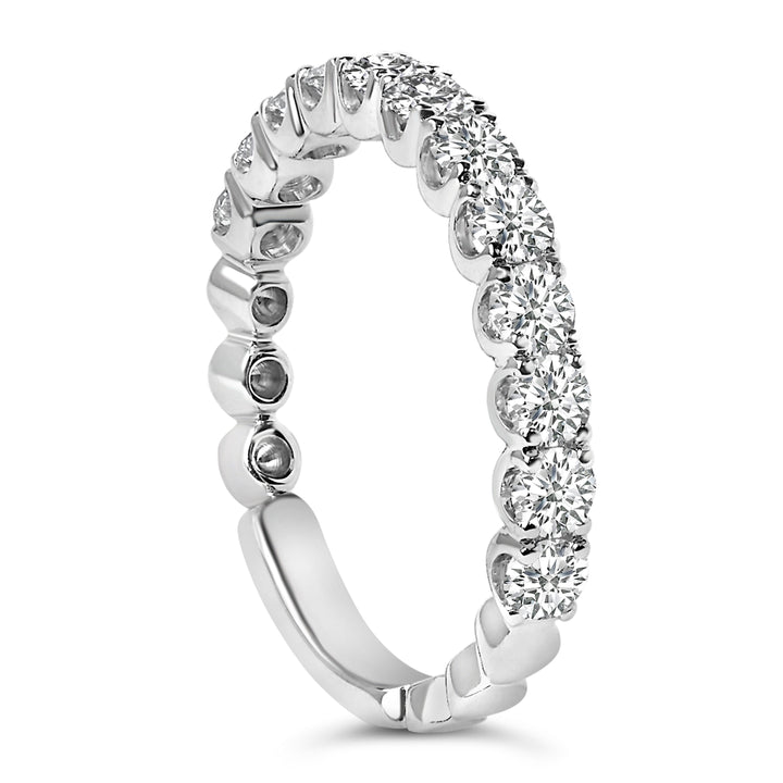 14K White Gold 1.00 Cttw Round Diamond Prong Set Wedding Band
