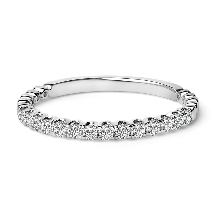 14K White Gold 1/4 Cttw Round Diamond Prong Set Wedding Band