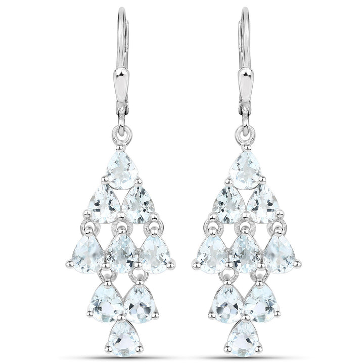 3.96 Carat Genuine Aquamarine .925 Sterling Silver Earrings