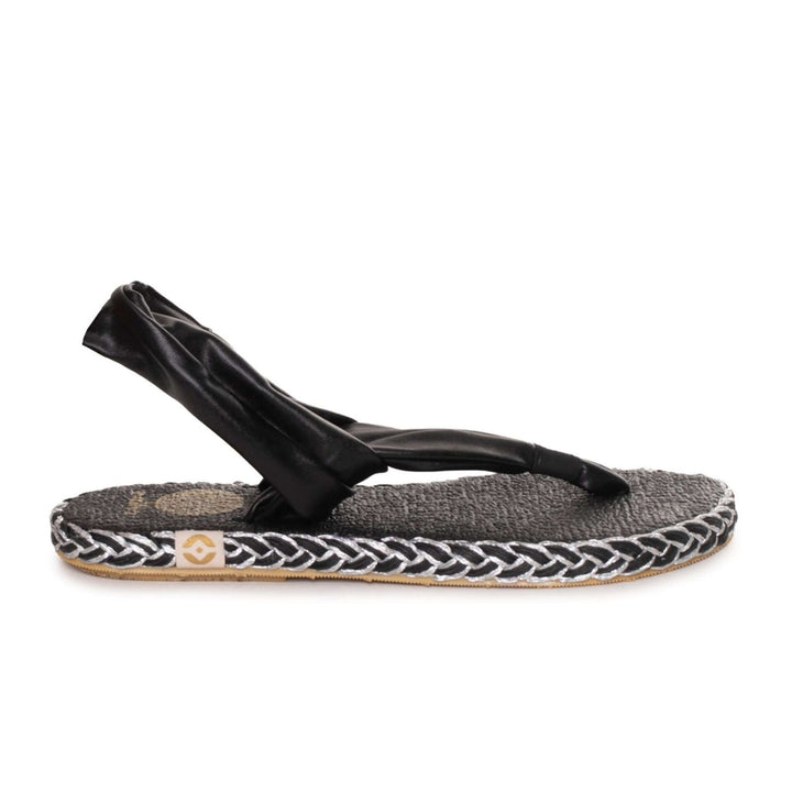Nalho women's black fabric open toe Thong Sandals