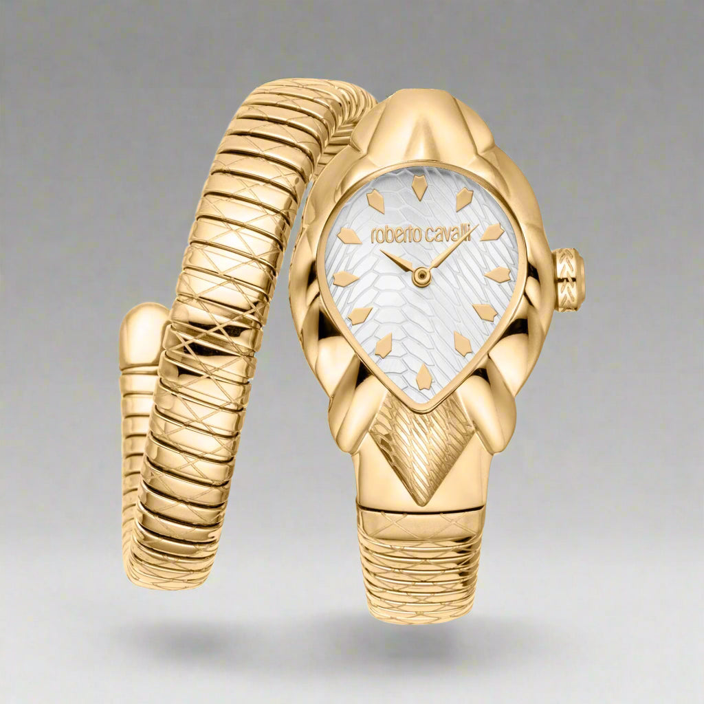 Roberto Cavalli women's gold serpent bezel Watches