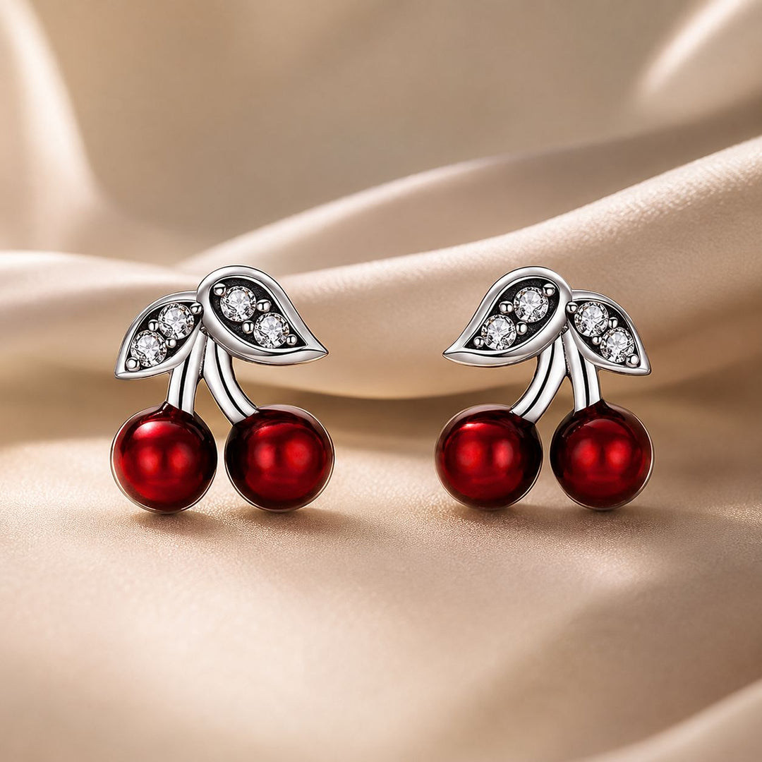 925 Sterling Silver Earrings with CZ &amp; Enamel, 0.9x0.8cm, for Women
