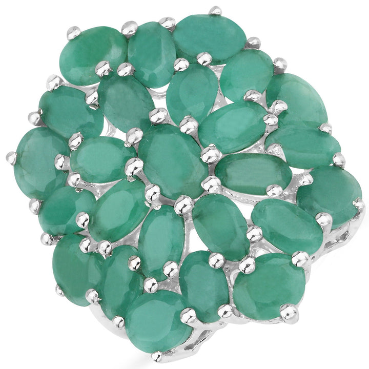 5.88 Carat Genuine Emerald .925 Sterling Silver Ring