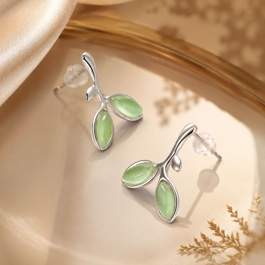 925 Sterling Silver Earrings with Synthetic Opal 1.5*1.3cm