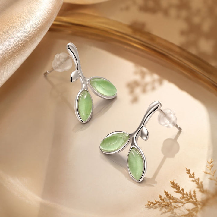 925 Sterling Silver Earrings with Synthetic Opal 1.5*1.3cm