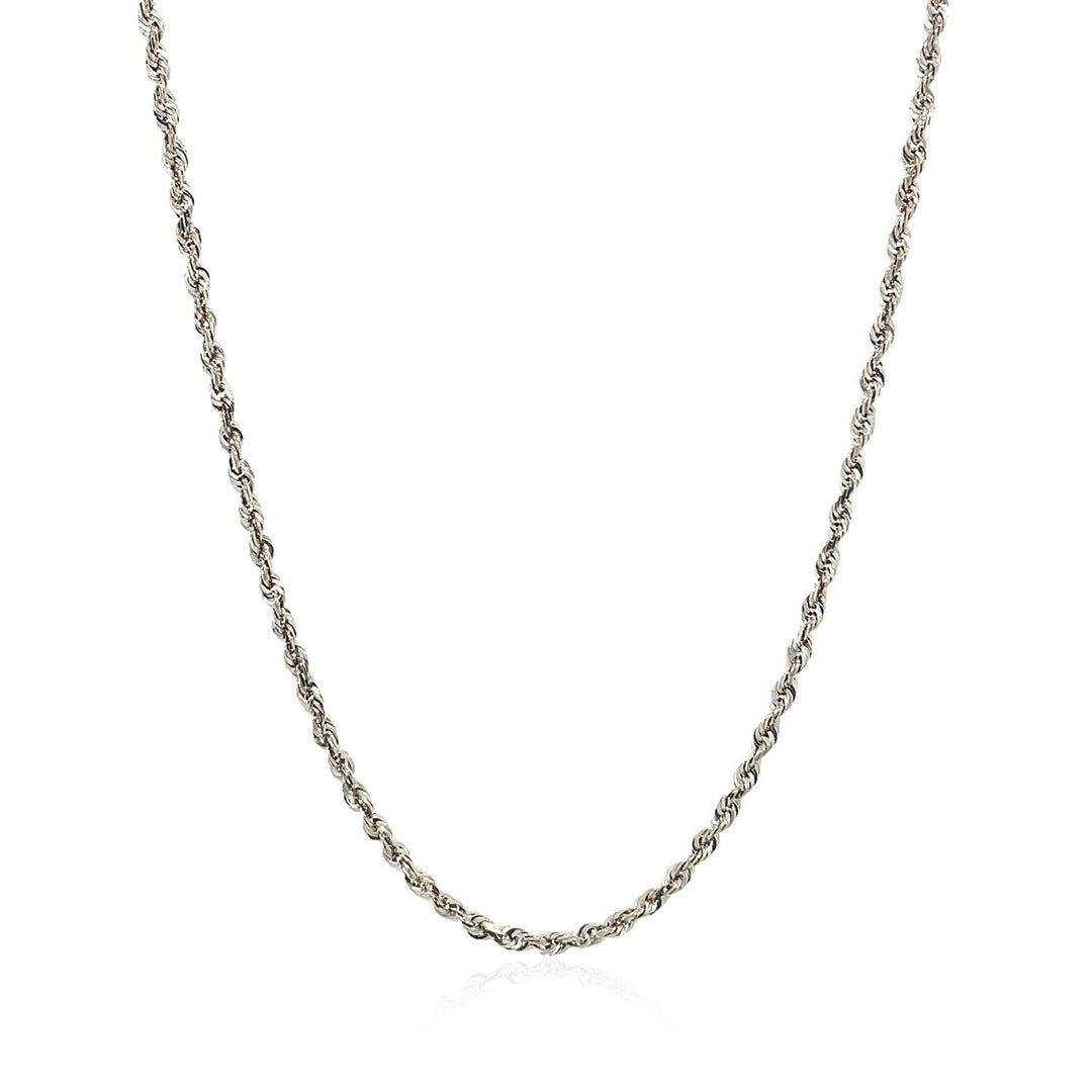 2.0mm 14k White Gold Solid Diamond Cut Rope Chain
