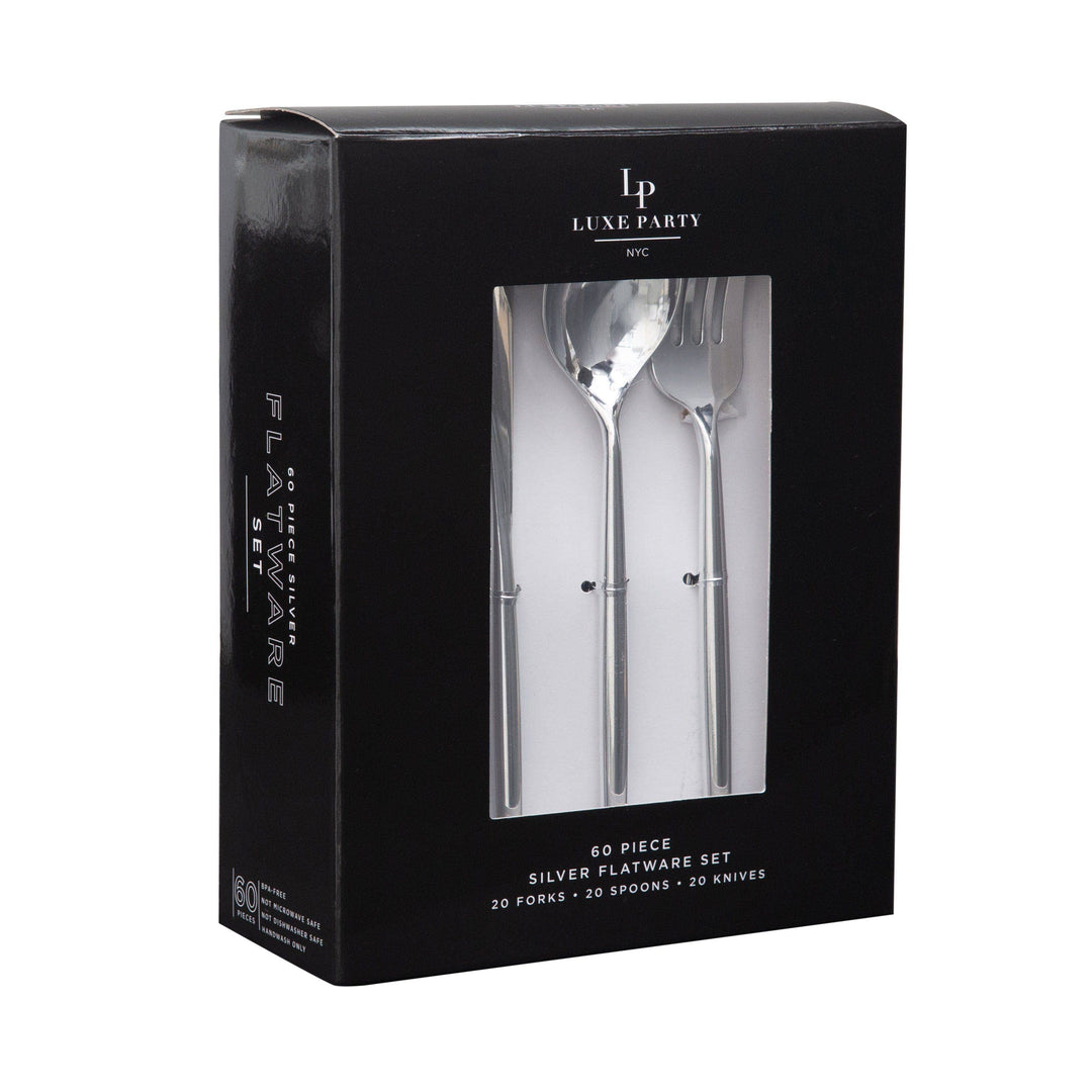Matrix Silver Plastic Cutlery Set | 60 Pieces