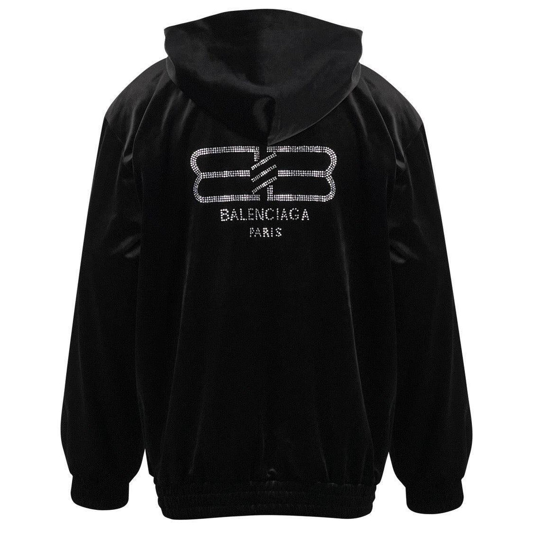 Balenciaga rhinestone-logo zipped hoodie