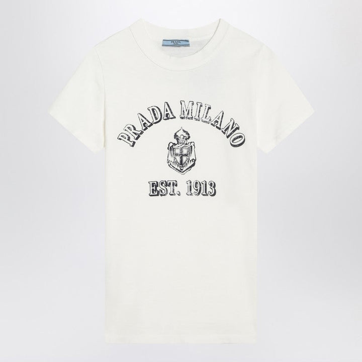 Prada White T-Shirt With Logo Print Women