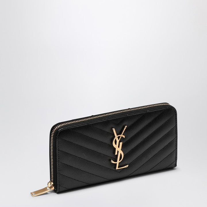 Saint Laurent Black Cassandre Zip-Around Wallet Women