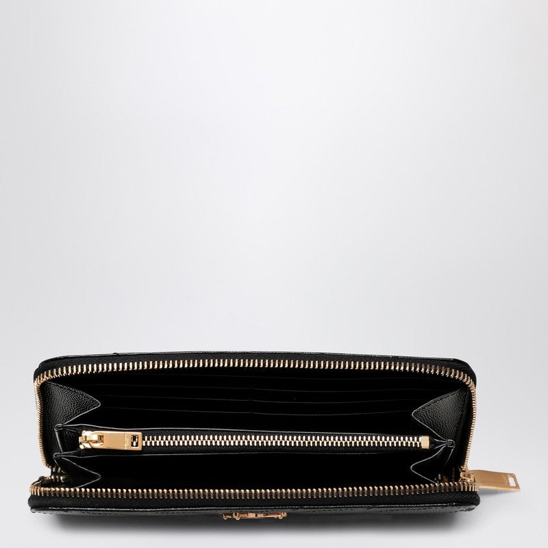 Saint Laurent Black Cassandre Zip-Around Wallet Women