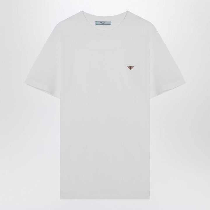 Prada White T-Shirt With Triangle Logo Women
