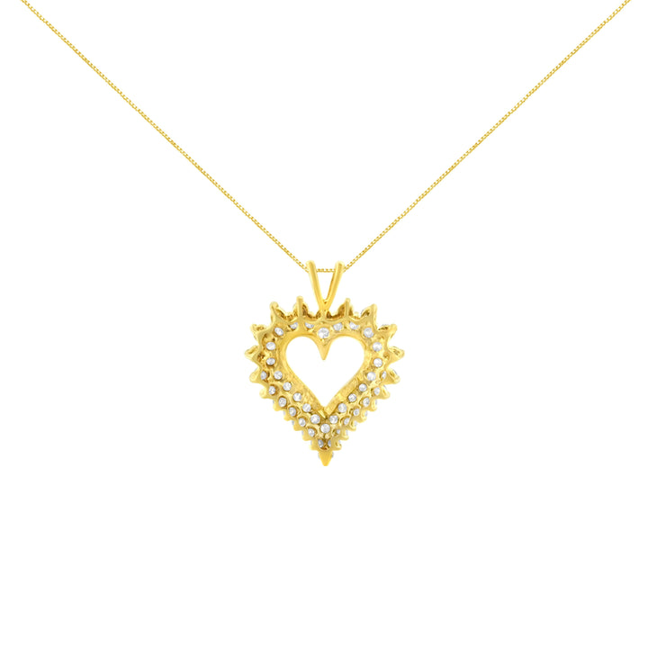 14K Yellow Gold Plated .925 Sterling Silver 3.00 Cttw Round Cut Diamond Cluster Heart 18" Pendant Necklace (K-L Color, I1-I2 Clarity)