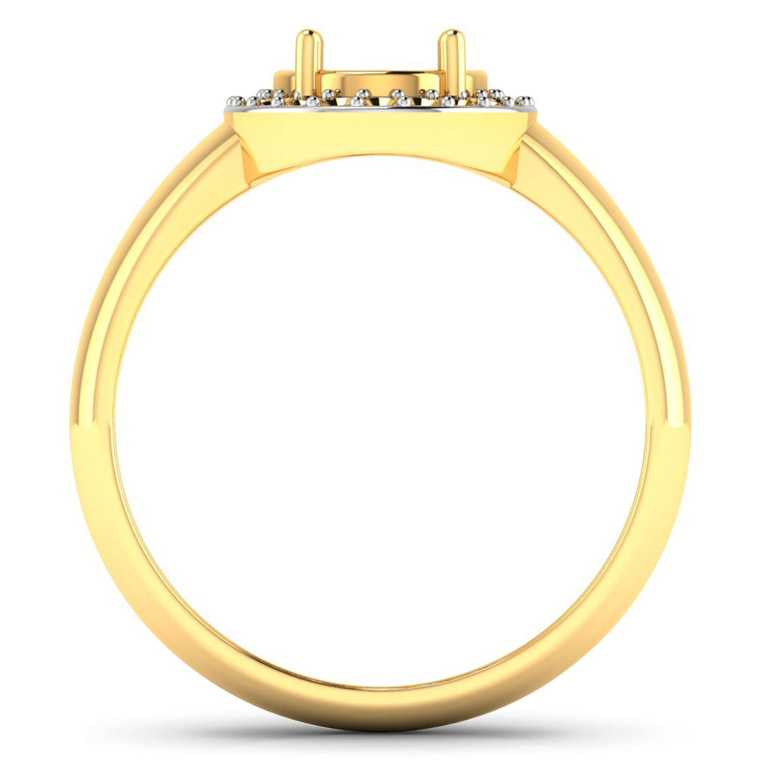 0.22 Carat Genuine White Diamond 14K Yellow Gold Semi Mount Ring - holds 9x7mm Oval Gemstone