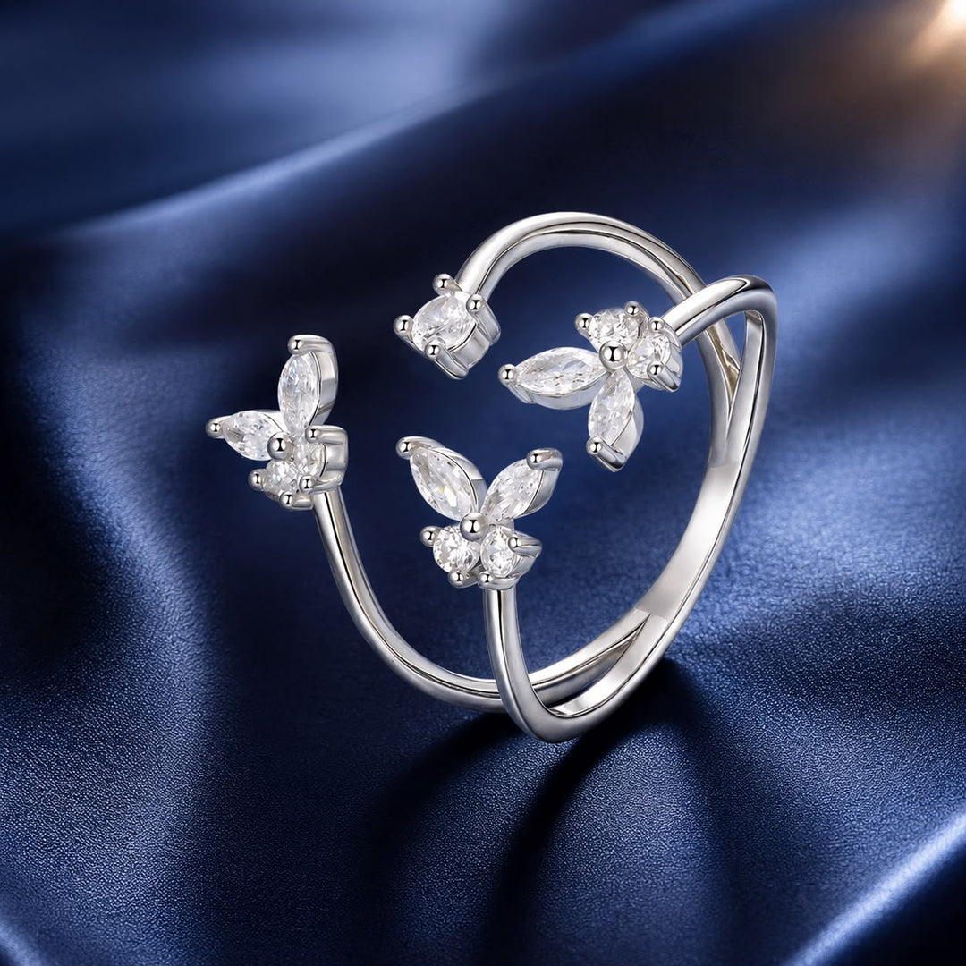 925 Sterling Silver Pavé Setting CZ White Gold Plated Ring 0.18cm for Women