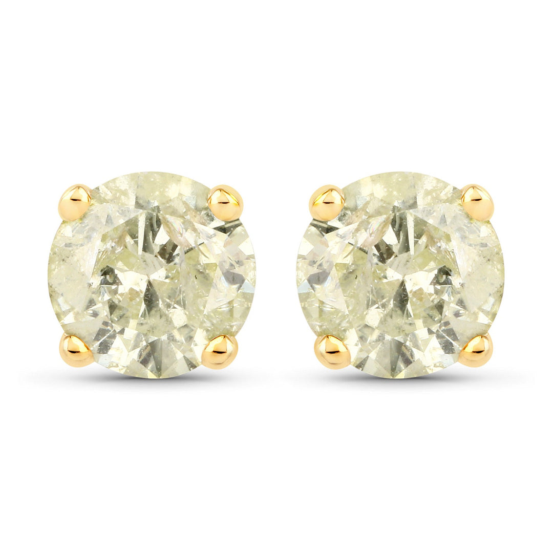 1.12 Carat Genuine LB Diamond 14K Yellow Gold Earrings