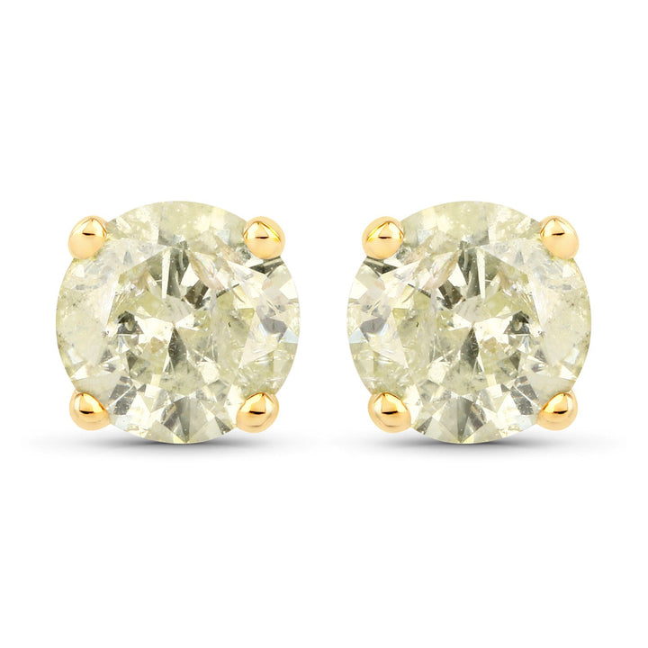 1.12 Carat Genuine LB Diamond 14K Yellow Gold Earrings