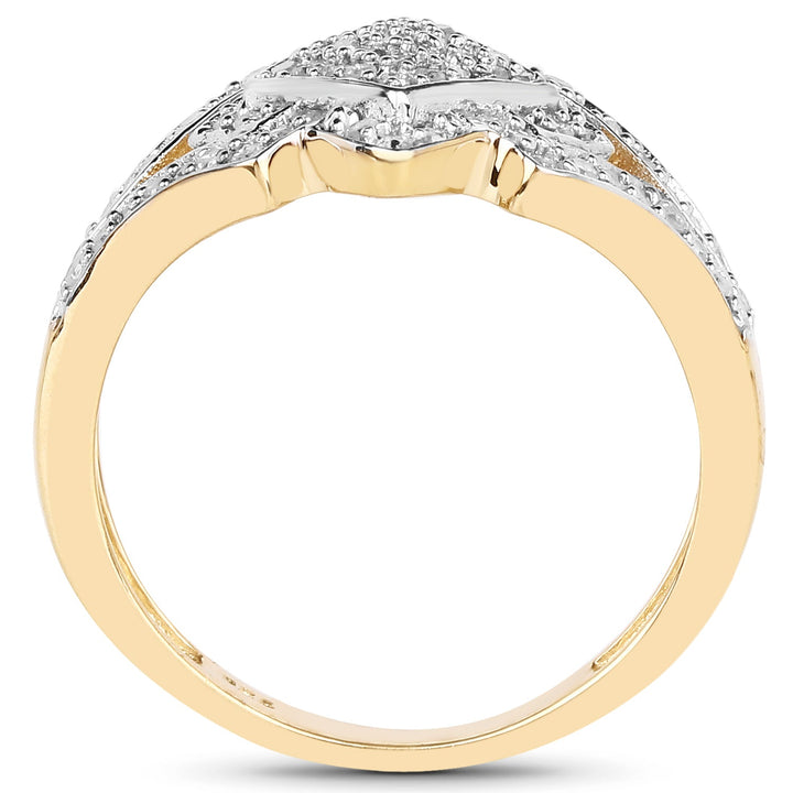 14K Yellow Gold Plated 0.32 Carat Genuine White Diamond .925 Sterling Silver Ring