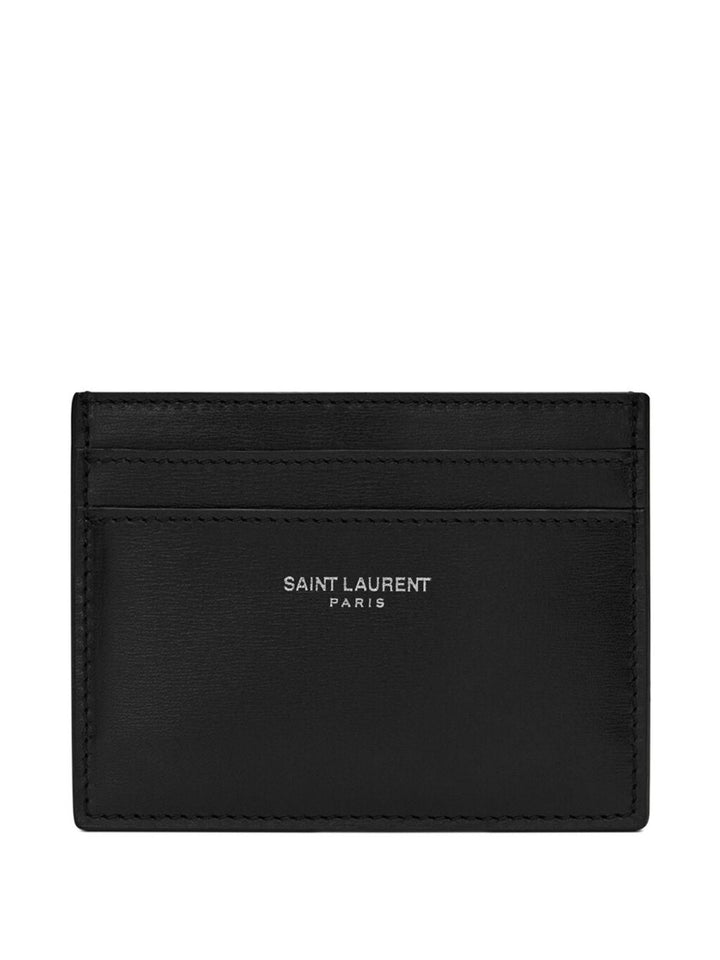 SAINT LAURENT Leather Card Holder with Three Slots
