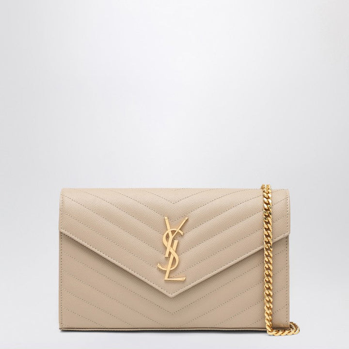 Saint Laurent Beige Cassandre Chain Clutch Women