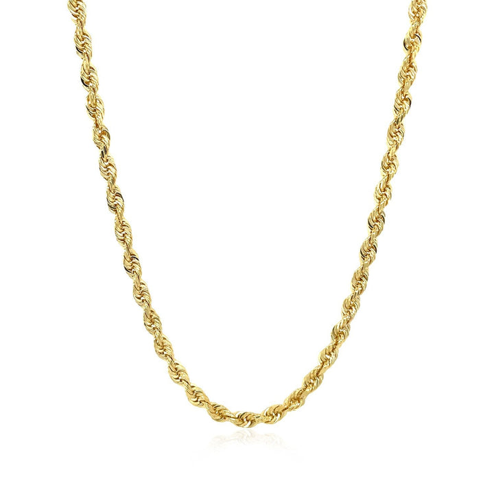 3.0mm 14k Yellow Gold Solid Diamond Cut Rope Chain