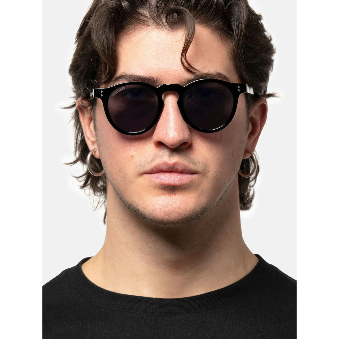 Black stylish Italian designed affordable sunglasses with UV protection.