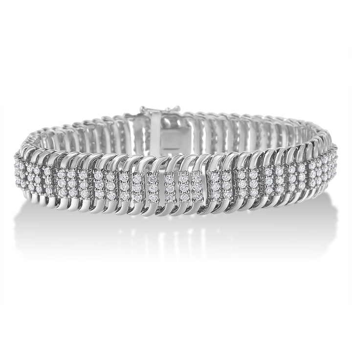 14K White Gold 5.0 Cttw Round Brilliant Cut Diamond 7" S Wave Serpentine Tennis Bracelet (H-I Color, I1-I2 Clarity)
