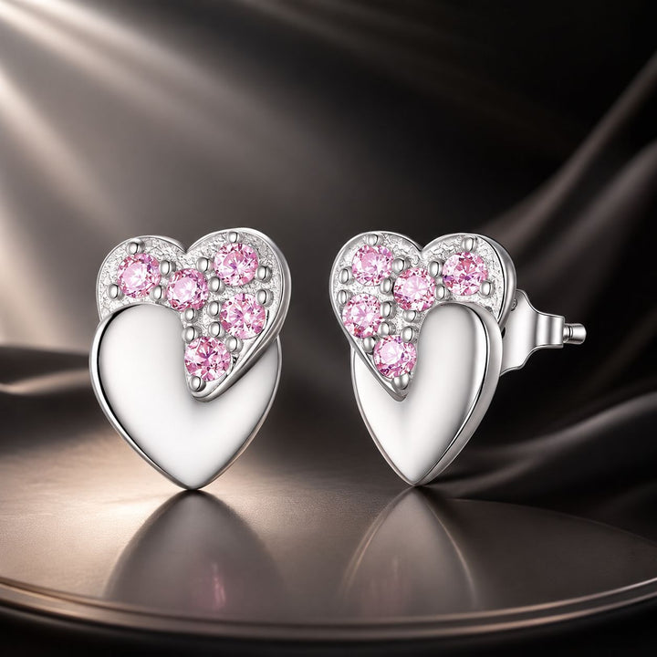925 Sterling Silver White Gold Plated CZ Earrings 1.0x0.7cm for Women