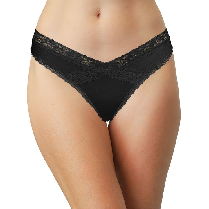 Modal Thong featuring Crossed Lace Trim