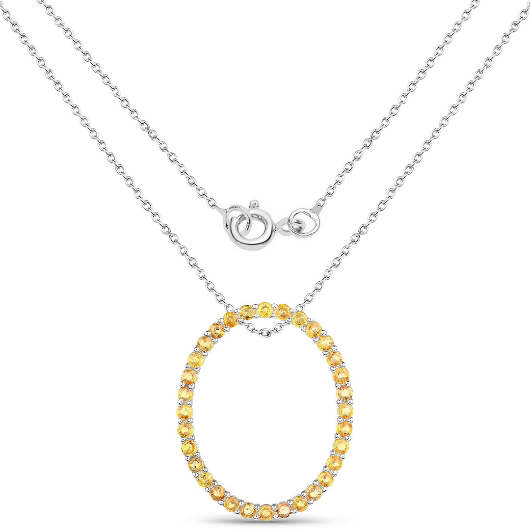 3.84 Carat Genuine Yellow Sapphire .925 Sterling Silver Pendant
