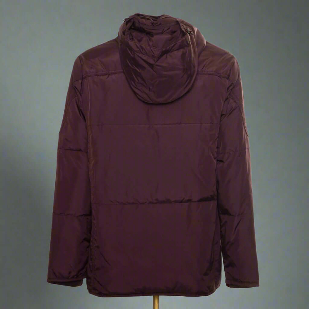 Maroon hooded jacket on a white background