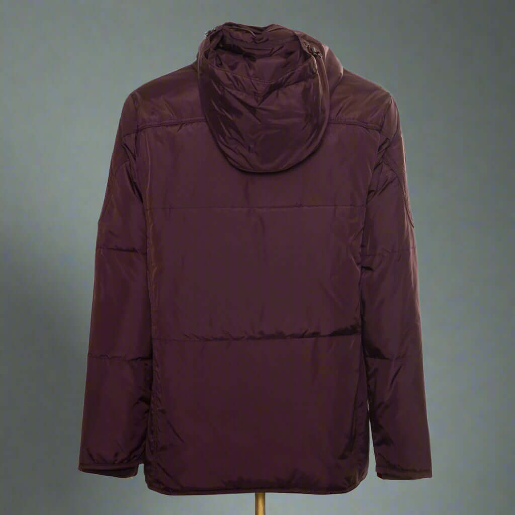 Maroon hooded jacket on a white background