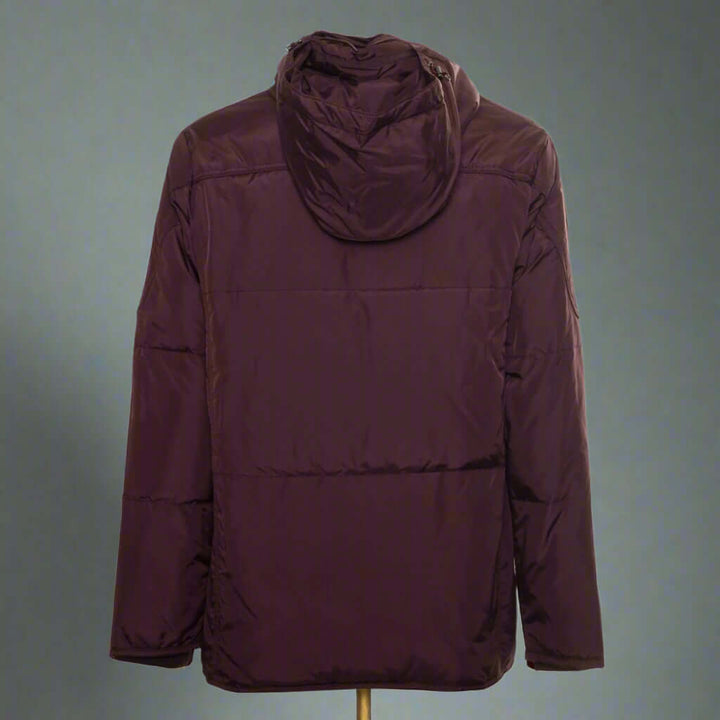 Maroon hooded jacket on a white background