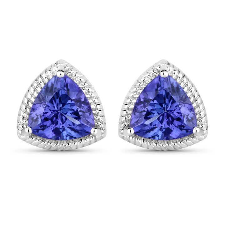 4.24 Carat Genuine Tanzanite 14K White Gold Earrings