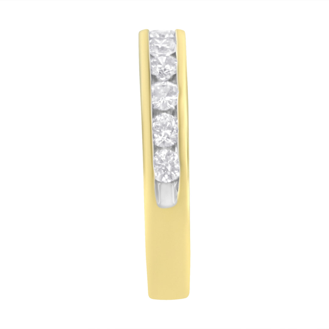 IGI Certified 18K Yellow Gold 1.0 Cttw Channel Set Round-Cut Diamond 11 Stone Anniversary/Wedding Band Ring (I-J Color, I1-I2 Clarity) - Size 9.5