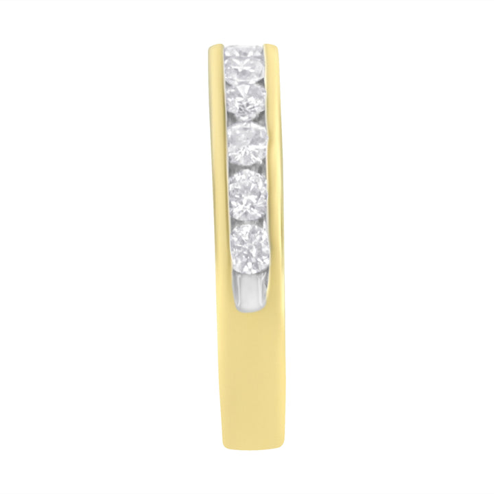 IGI Certified 18K Yellow Gold 1.0 Cttw Channel Set Round-Cut Diamond 11 Stone Anniversary/Wedding Band Ring (I-J Color, I1-I2 Clarity) - Size 9.5