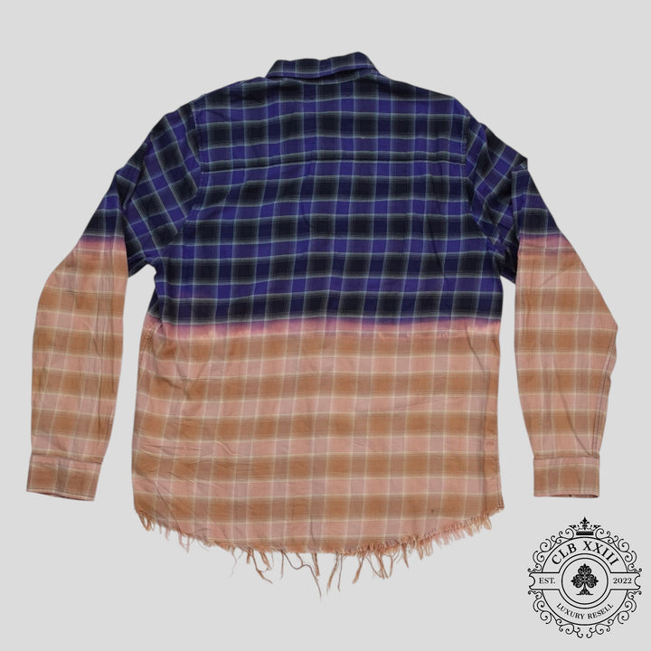 Amiri Bleached Flannel Button Up in Blue