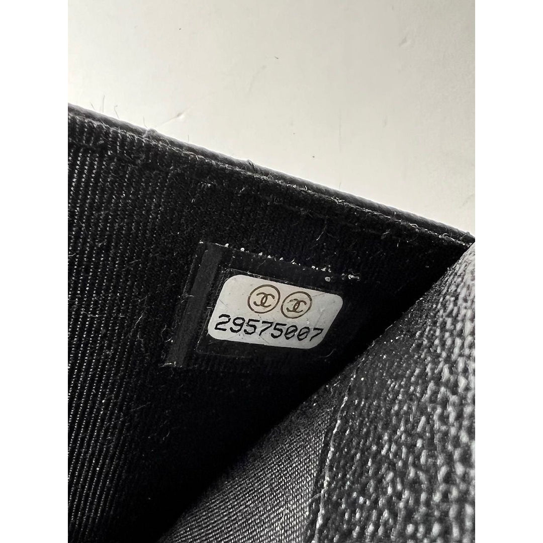 Chanel Grained Calfskin Quilted CC Box Flap Wallet interior authenticity code showing 29575007 - Luxury bags