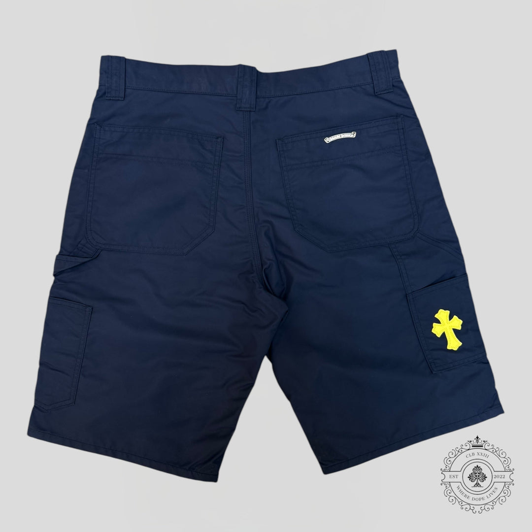 Chrome Hearts Nylon Leather Knee Shorts in Navy