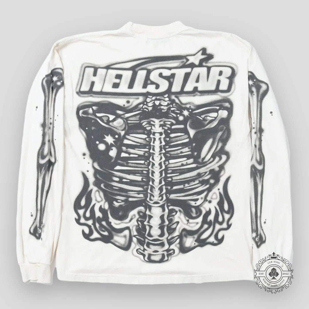 Hellstar Airbrushed Bones Longsleeve in White