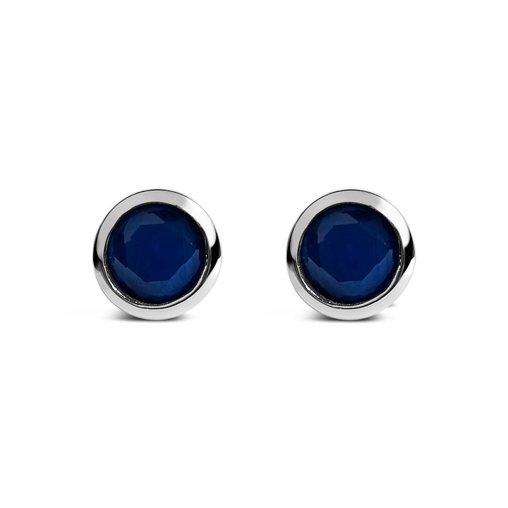 .925 Sterling Silver 6MM Bezel Set Created Purple Amethyst Solitaire Stud Earrings
