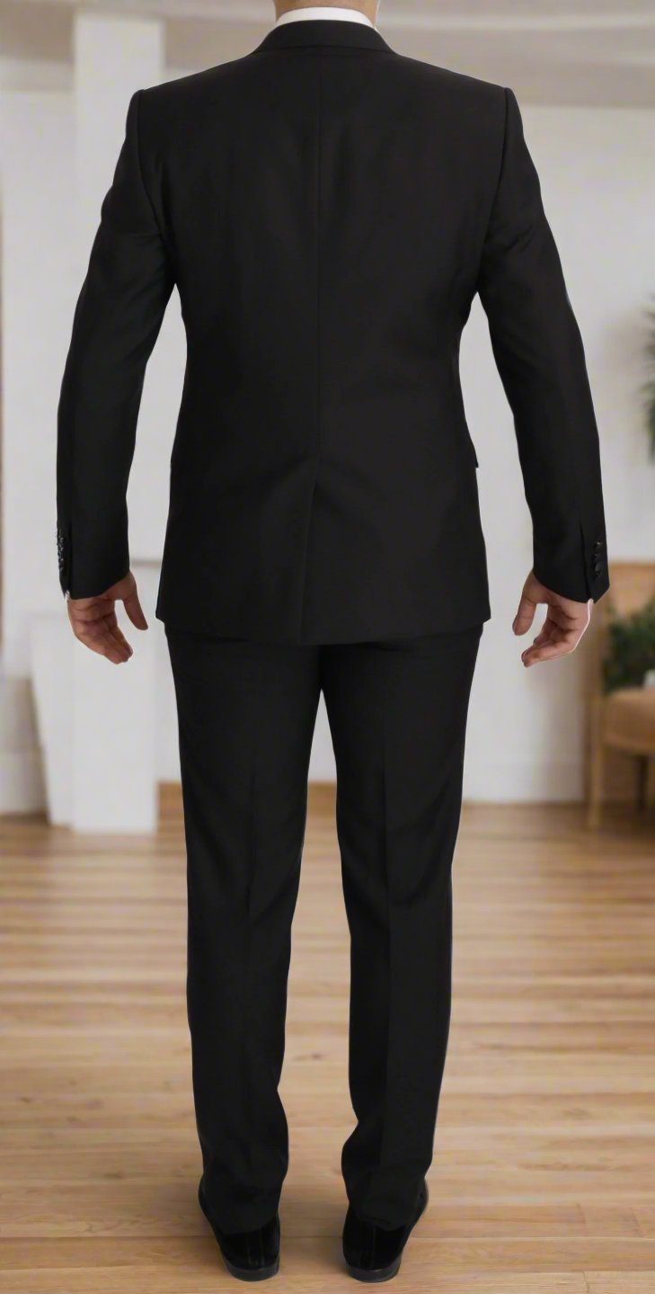 DOLCE & GABBANA Elegant Black Three-Piece Wool Blend Suit